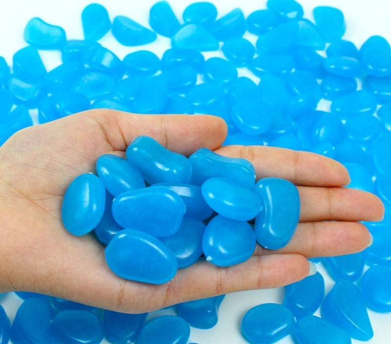 chic style Glow Stones, Glowing in The Dark Pebbles 150pcs for Walkways, Window, Yard Grass, Driveway, Outdoor Decor DIY Decorative Gravel Stones, Fish Tank Decoration (Blue) - Image 3